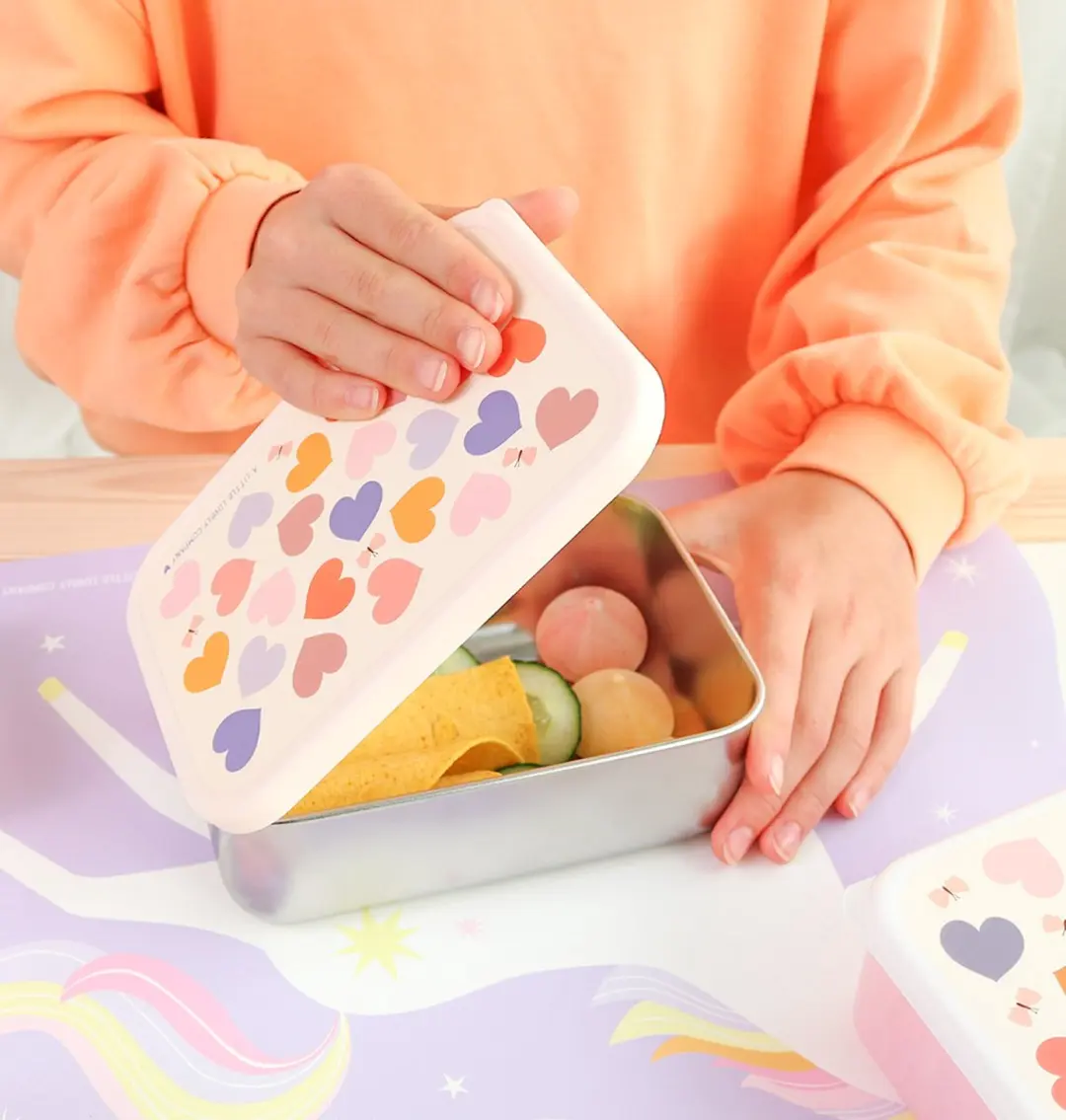 A Little Lovely Company RVS Lunchbox Hartjes - 0.9L