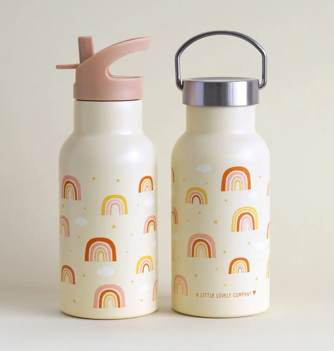 A Little Lovely Company Regenbogen Dubbelwandige RVS Drinkfles 370ml