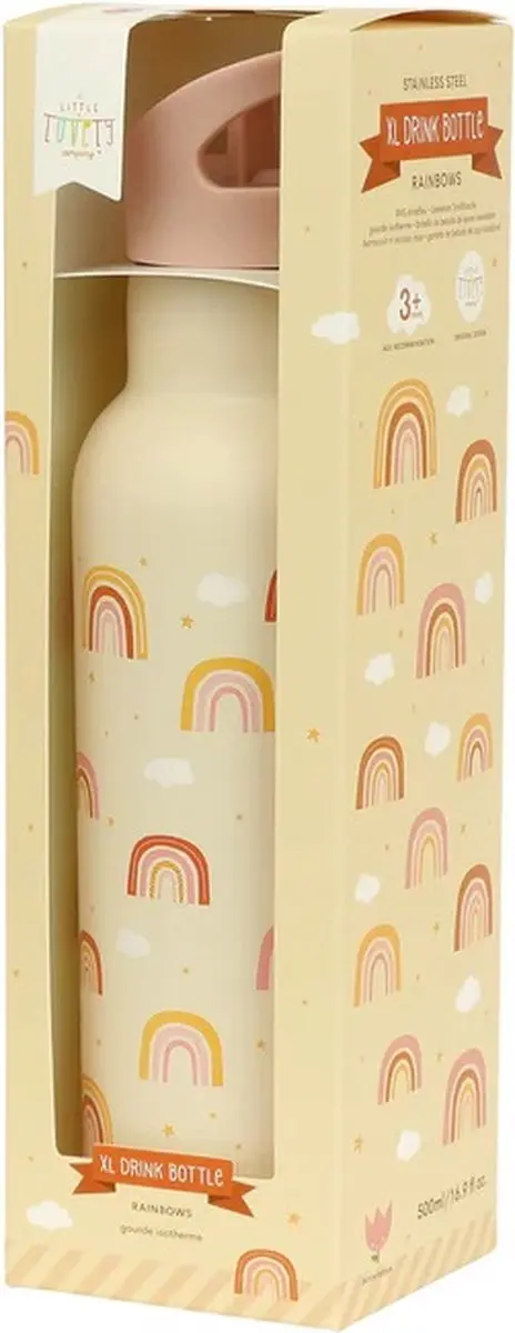 A Little Lovely Company Regenbogen XL Dubbelwandige RVS Drinkfles