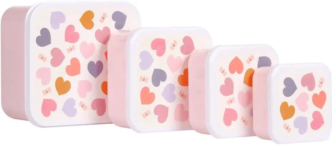 A Little Lovely Company Lunchbox Hartjes 1.5L - 4-delig
