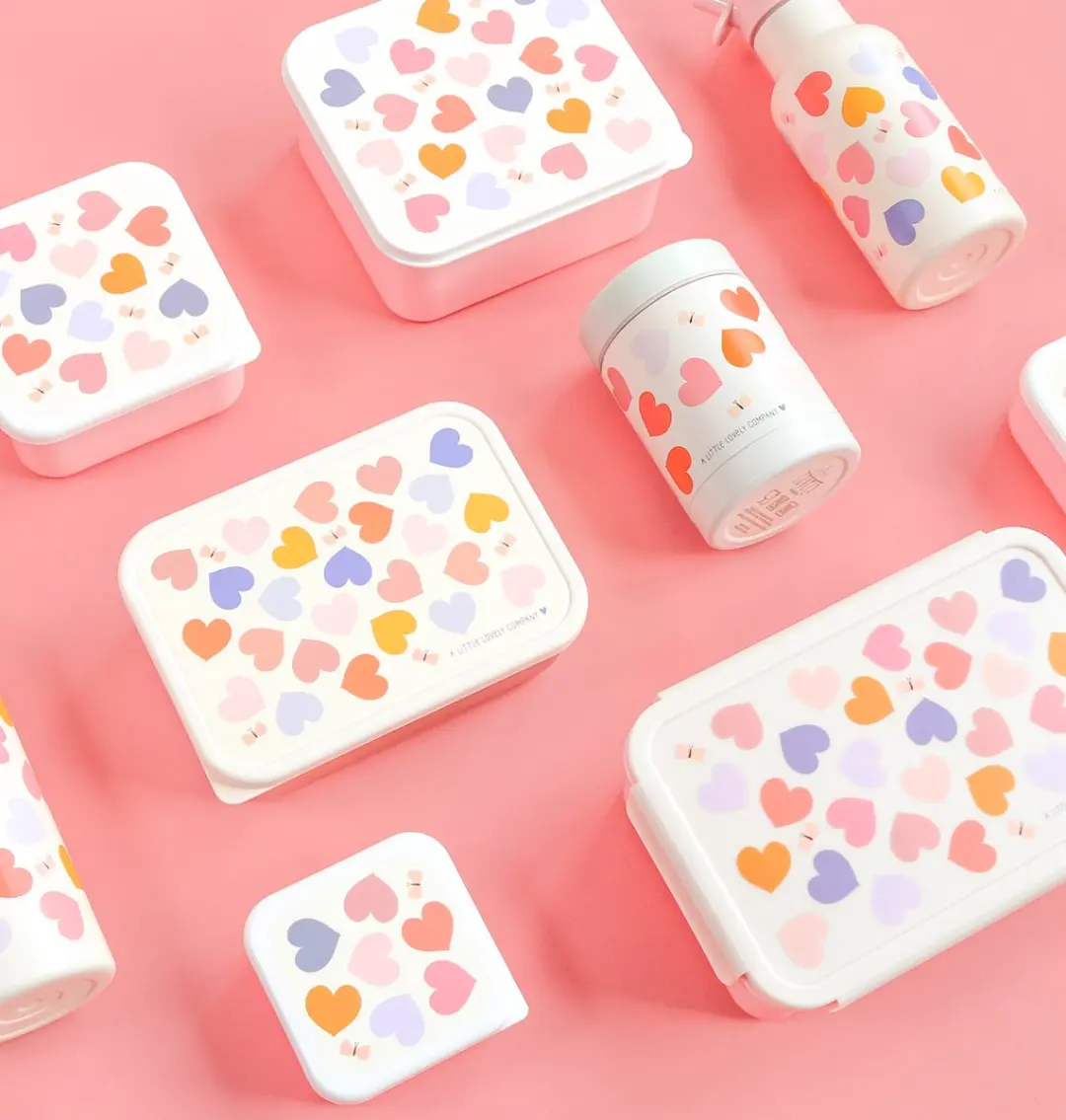 A Little Lovely Company Lunchbox Hartjes 1.5L - 4-delig