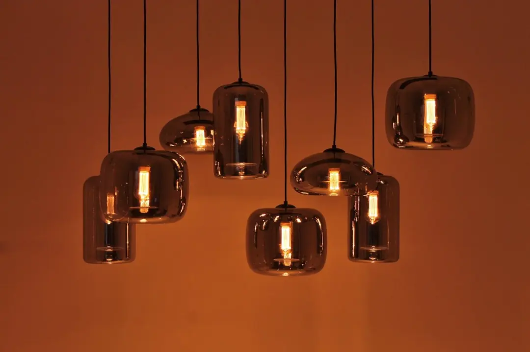 Highlight Preston Hanglamp - 8x E27 - Roodglas & Zwart - 130cm