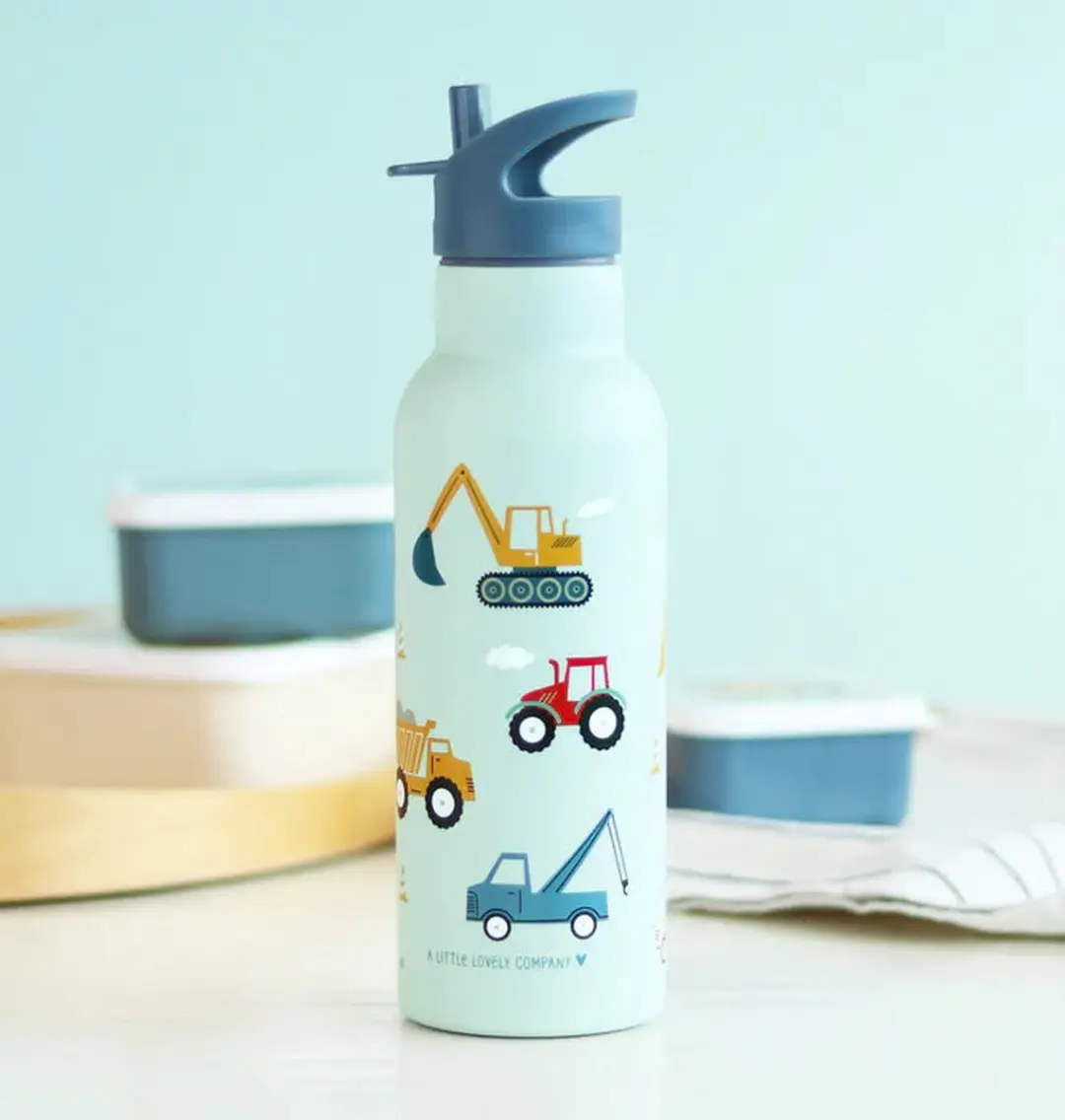 A Little Lovely Company Back to School Set - Drinkfles & Bentobox - Blauw - afbeelding 6 van 6