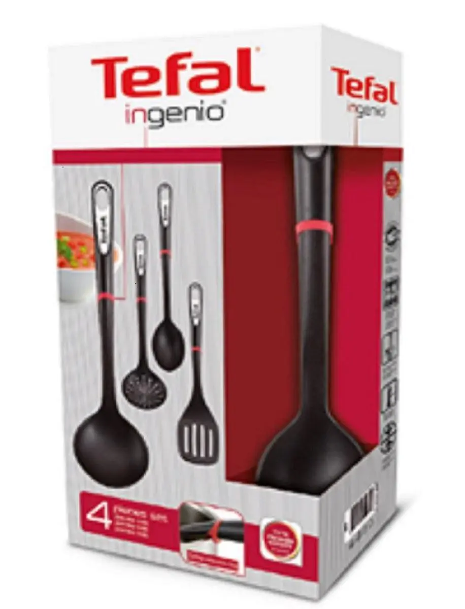 Tefal Ingenio K206S4 Keukengerei Set - 4-delig - Zwart/Rood