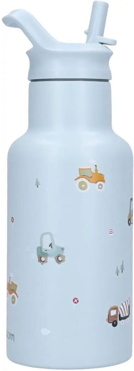 Kidzroom Little Story Schoolbeker & Drinkfles 350ml - Blauw - RVS