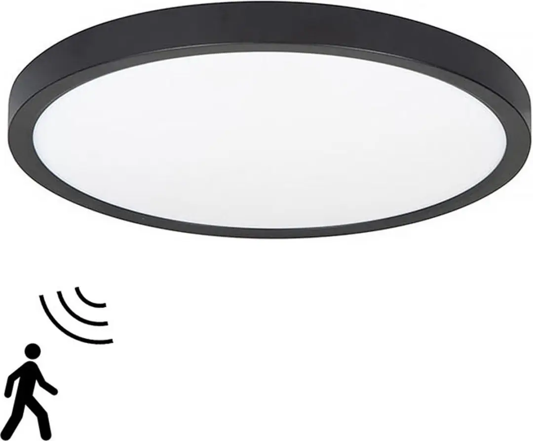 Highlight Plafondlamp Piatto Ø30,5cm Sensor - Zwart