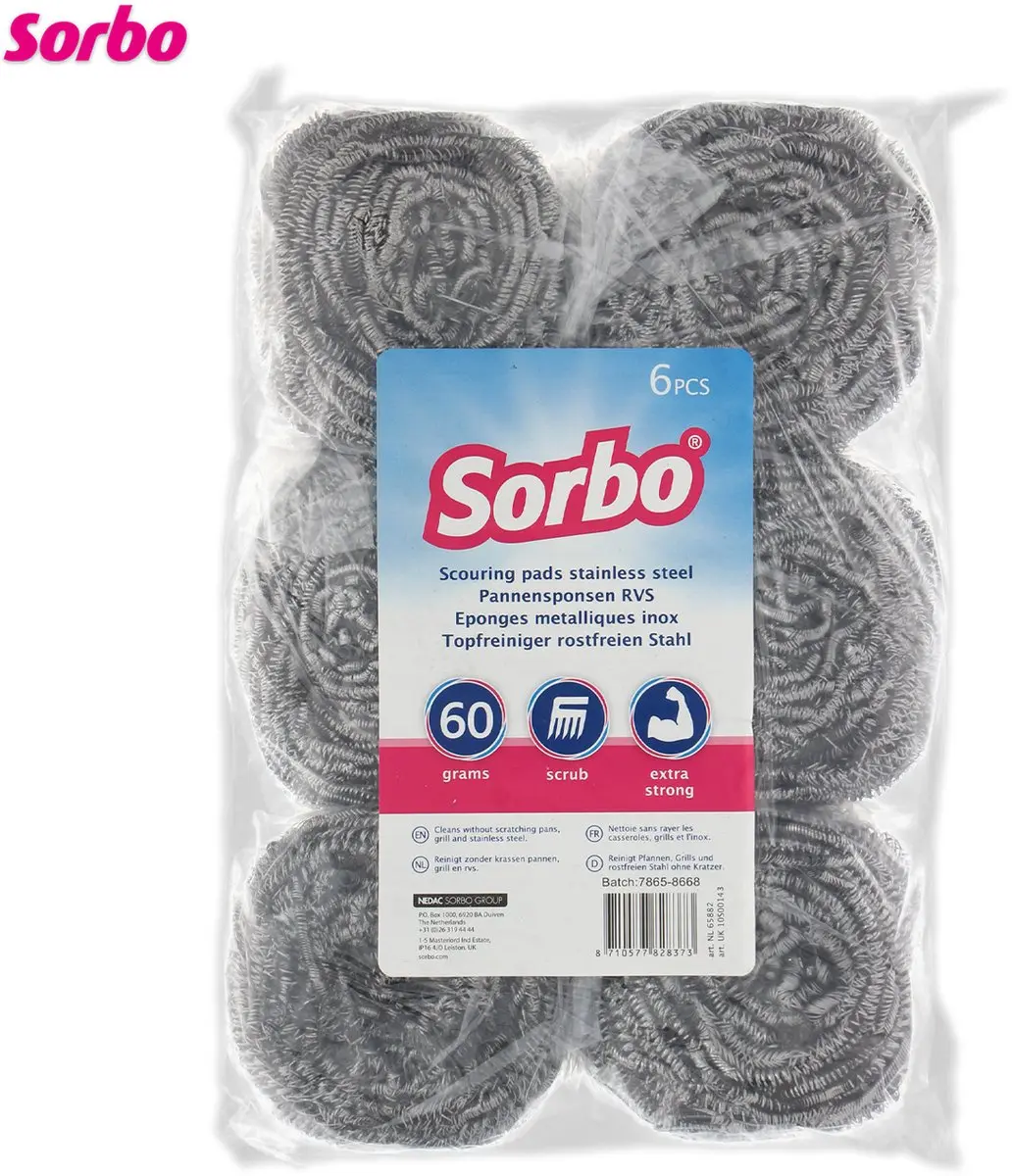 Sorbo RVS Schuursponsjes 65882 - 6 Stuks