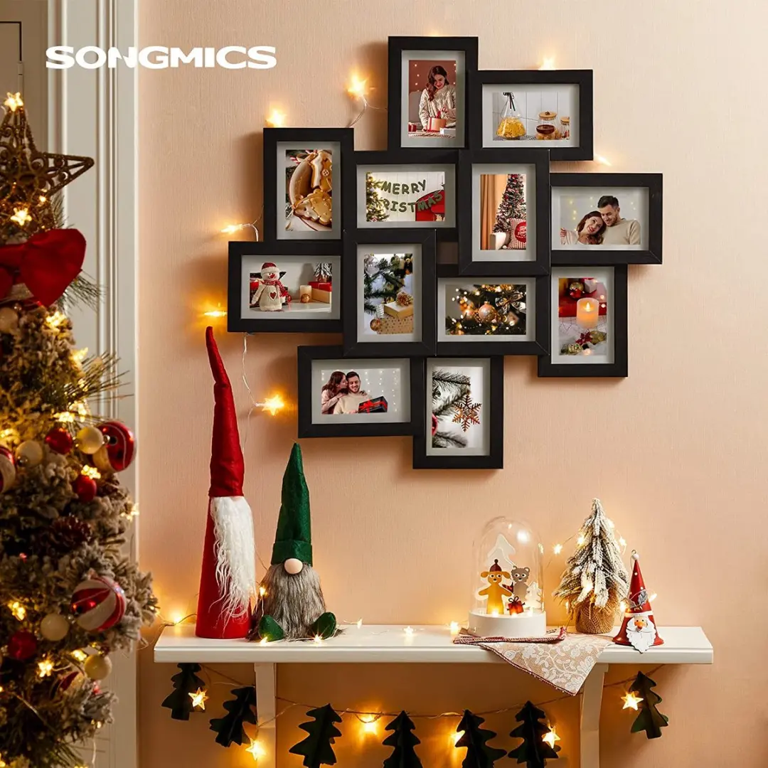 Songmics RPF22W Fotolijst - 12x 10x15cm - MDF - Wit met houtnerf