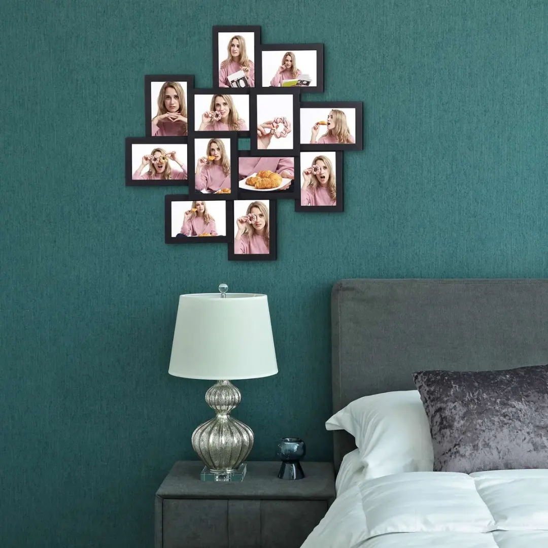 Songmics RPF22W Fotolijst - 12x 10x15cm - MDF - Wit met houtnerf