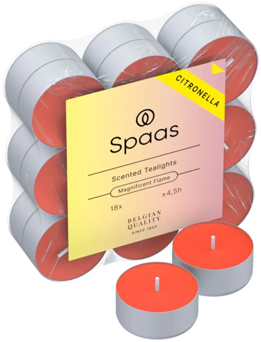 Spaas Citronella Theelichten - Levendig Rood - 18 Stuks