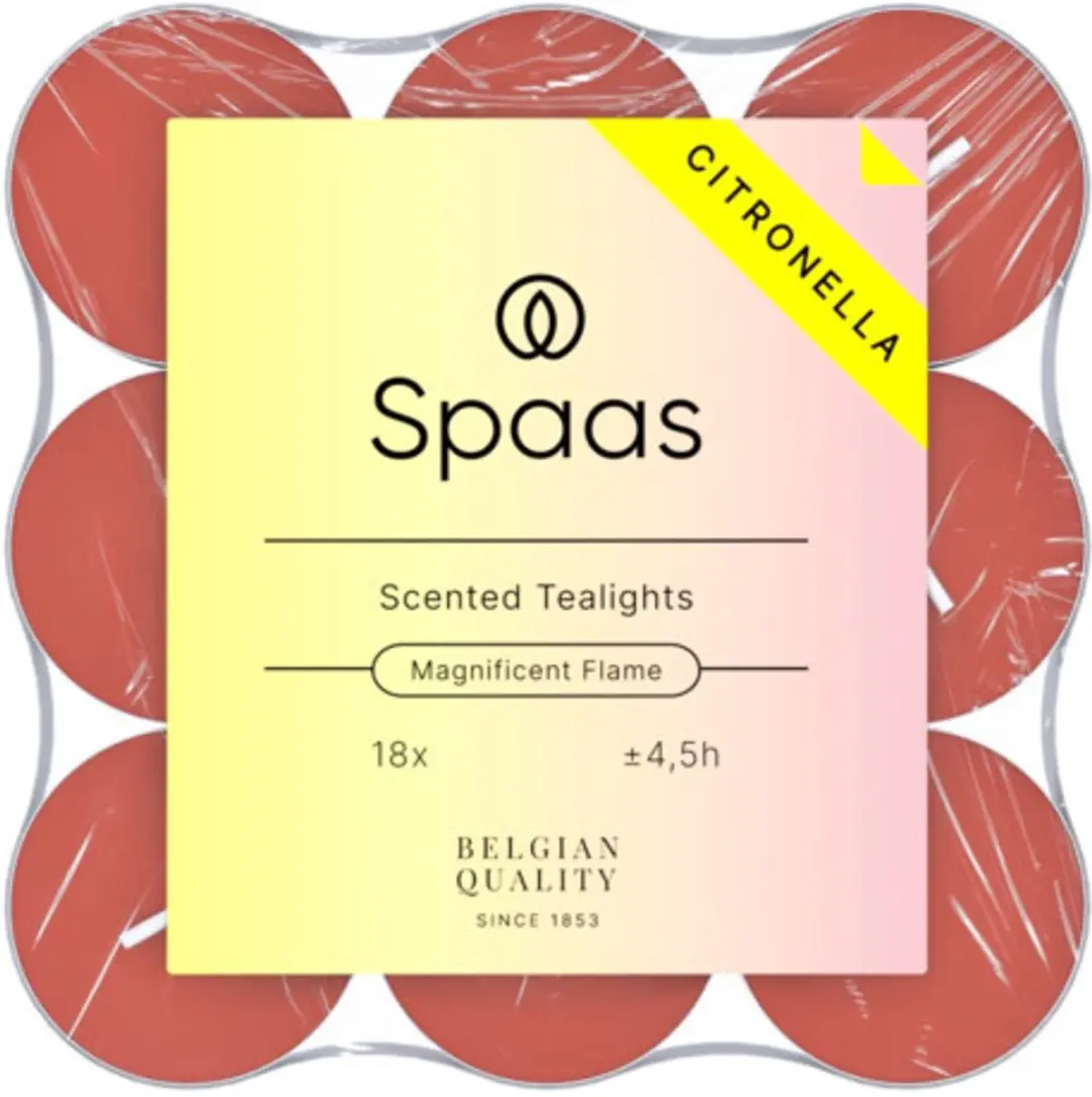 Spaas Citronella Theelichten - Levendig Rood - 18 Stuks