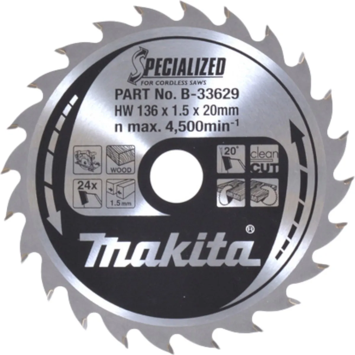 Makita B-33897 Cirkelzaagbladset 136mm - 24 Tanden - afbeelding 6 van 6