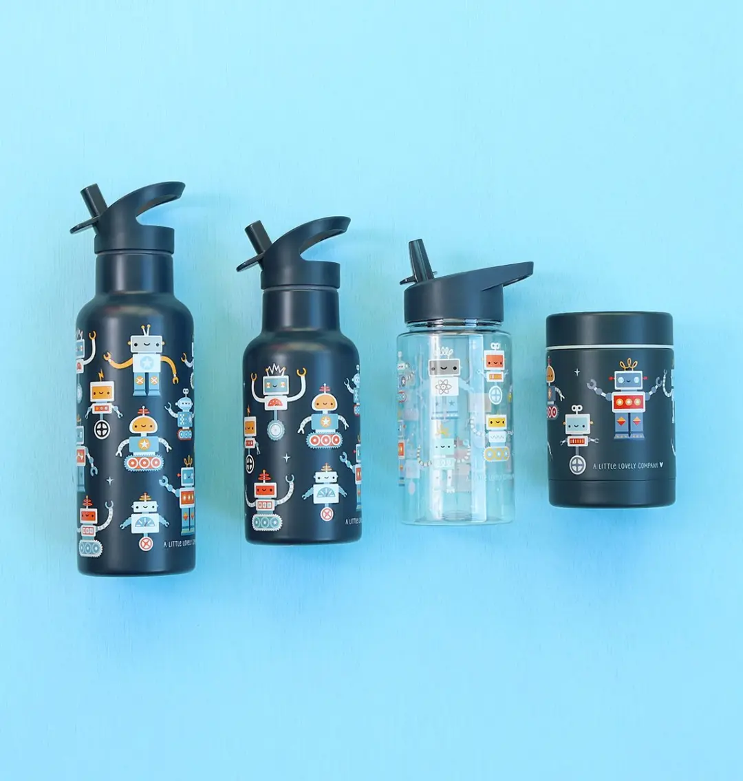 A Little Lovely Company Dubbelwandige RVS Drinkfles Robots