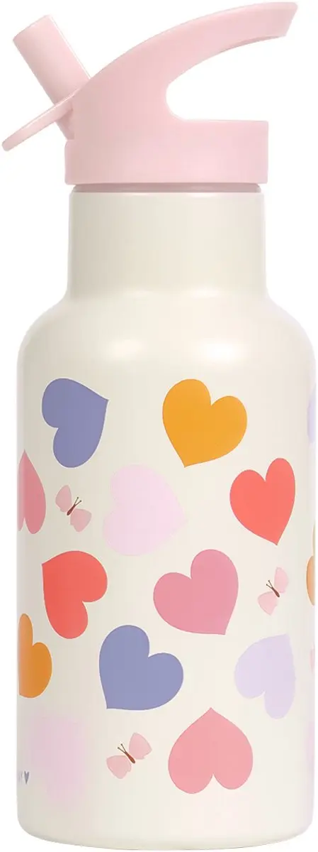 A Little Lovely Company Dubbelwandige RVS Drinkfles Hartjes