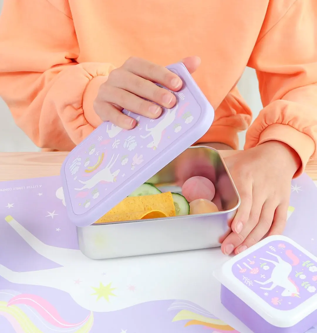 A Little Lovely Company RVS Lunchbox Eenhoorn Dromen - 0.9L - 2-delig