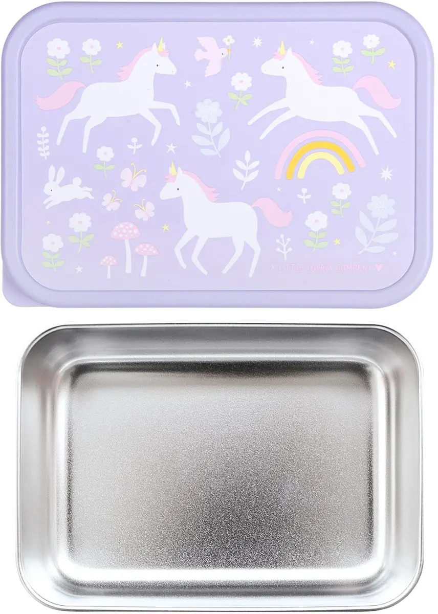 A Little Lovely Company RVS Lunchbox Eenhoorn Dromen - 0.9L - 2-delig