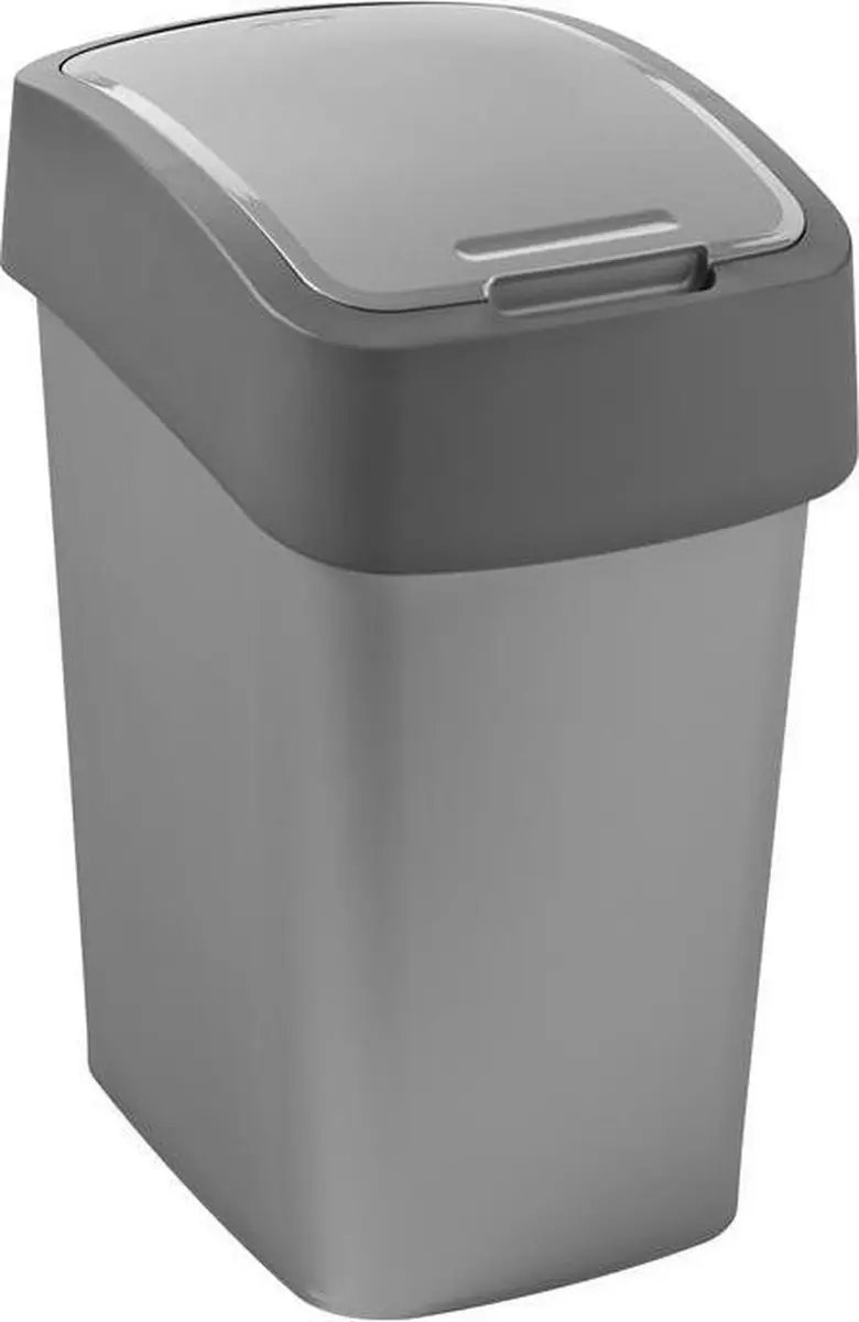 Curver Flip Bin Afvalbak 10L - Zilver/Antraciet - afbeelding 6 van 6
