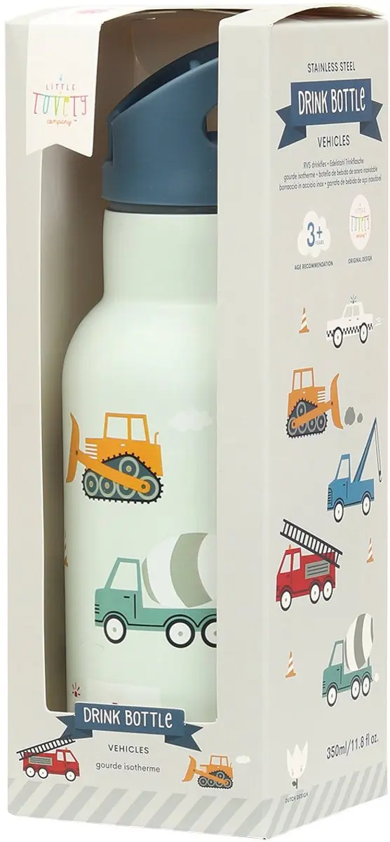 A Little Lovely Company Dubbelwandige RVS Drinkfles - Voertuigen