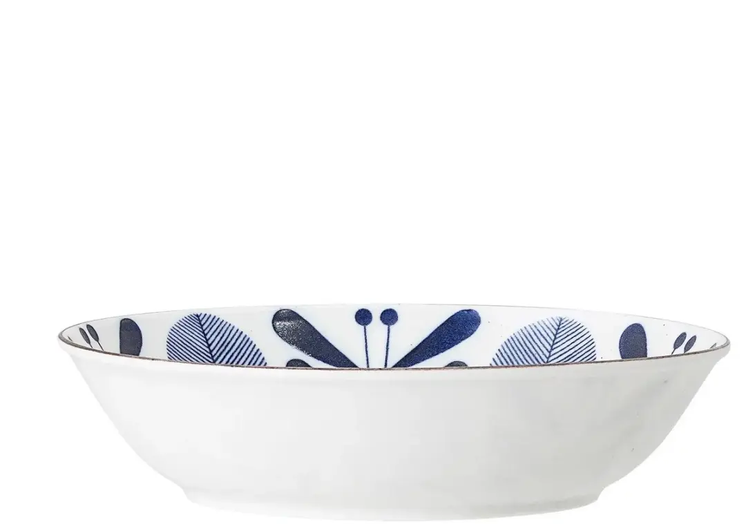 Bloomingville Camellia Diep Bord Porselein - 21cm - Blauw