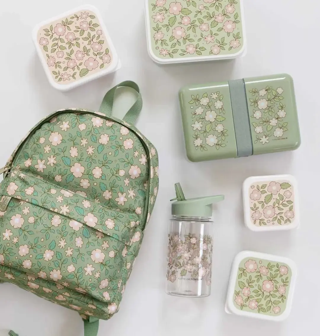 A Little Lovely Company Back to School Set - 6 Stuks - Bloesems Saliegroen