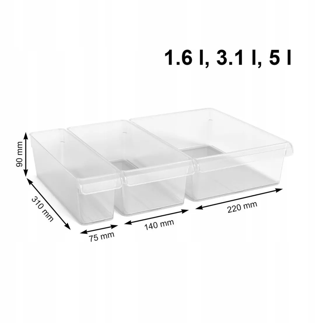 Rotho Loft Organizer Set - 3 Bakjes 1.6L/3.1L/5L Transparant