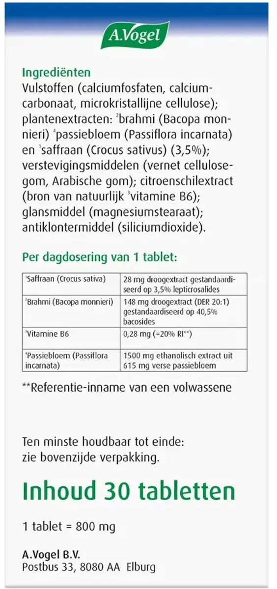 A.Vogel Perimenopauze Mentaal - 30 Tabletten