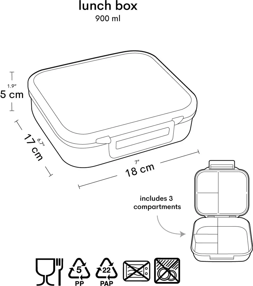 A Little Lovely Company Vallende Ster Lunchbox 0.9L - 3 Vakken