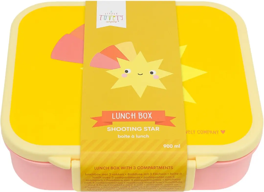 A Little Lovely Company Vallende Ster Lunchbox 0.9L - 3 Vakken