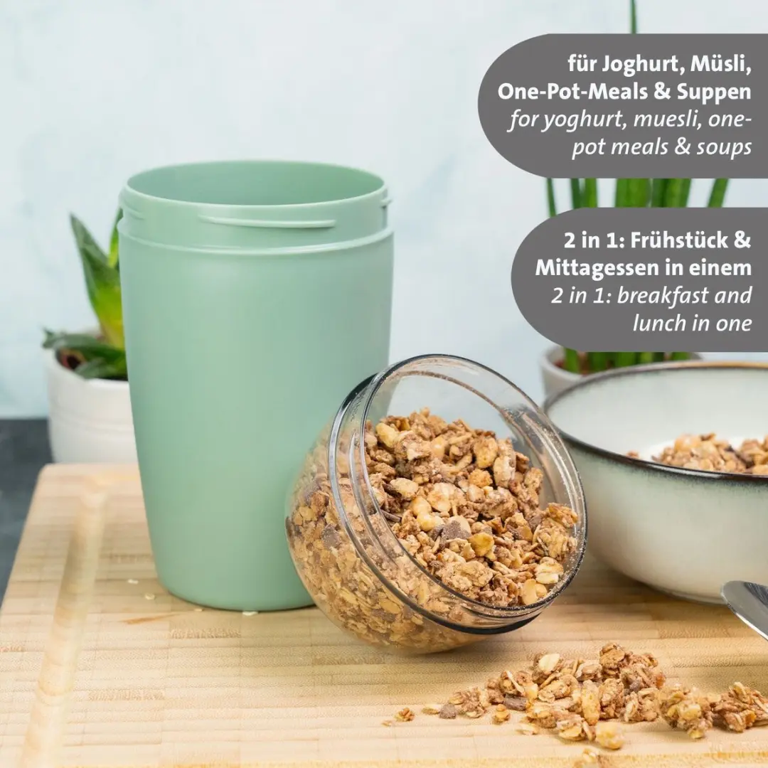 Westmark Muesli Cup Lunchpot 200+500ml - Mintgroen/Grijs/Transparant