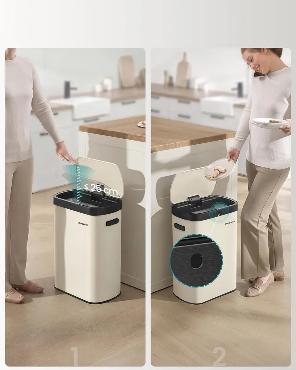 Songmics LTB640AZ02 Keukenafvalbak 50L - Automatisch - Crème