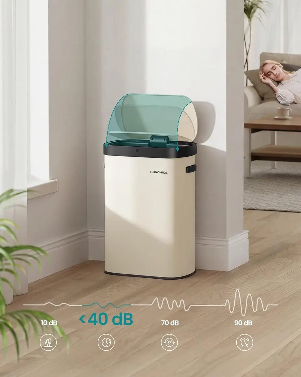 Songmics LTB640AZ02 Keukenafvalbak 50L - Automatisch - Crème