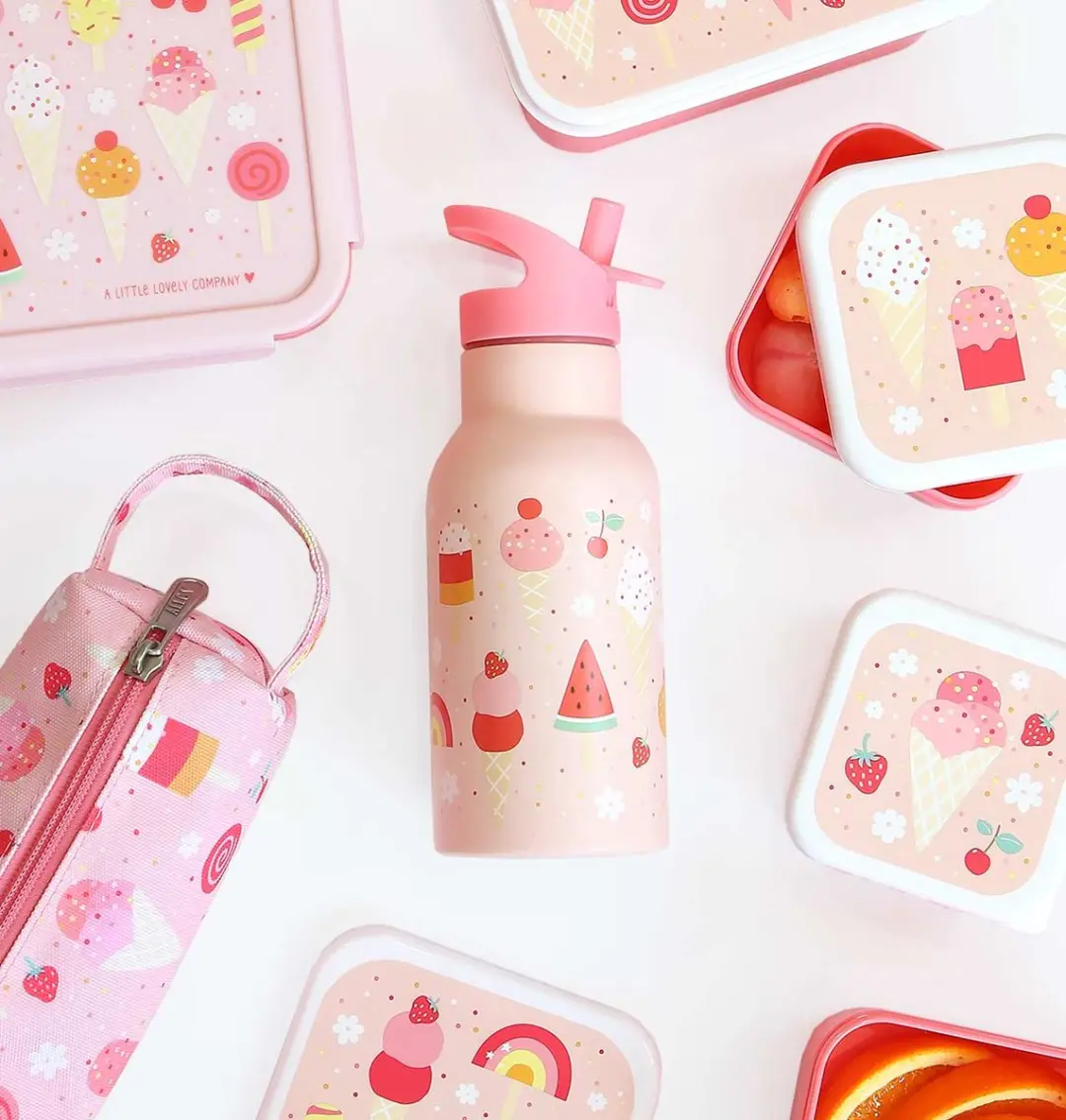 A Little Lovely Company Dubbelwandige RVS Drinkfles Ijsjes 700ml