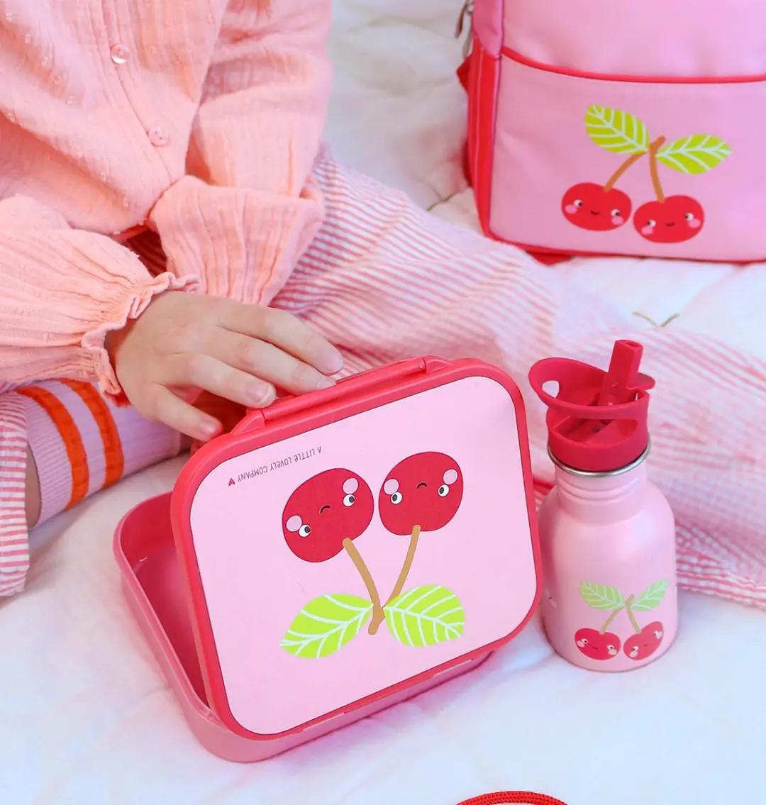 A Little Lovely Company Lunchbox Vrolijke Kersen - 3 Vakken