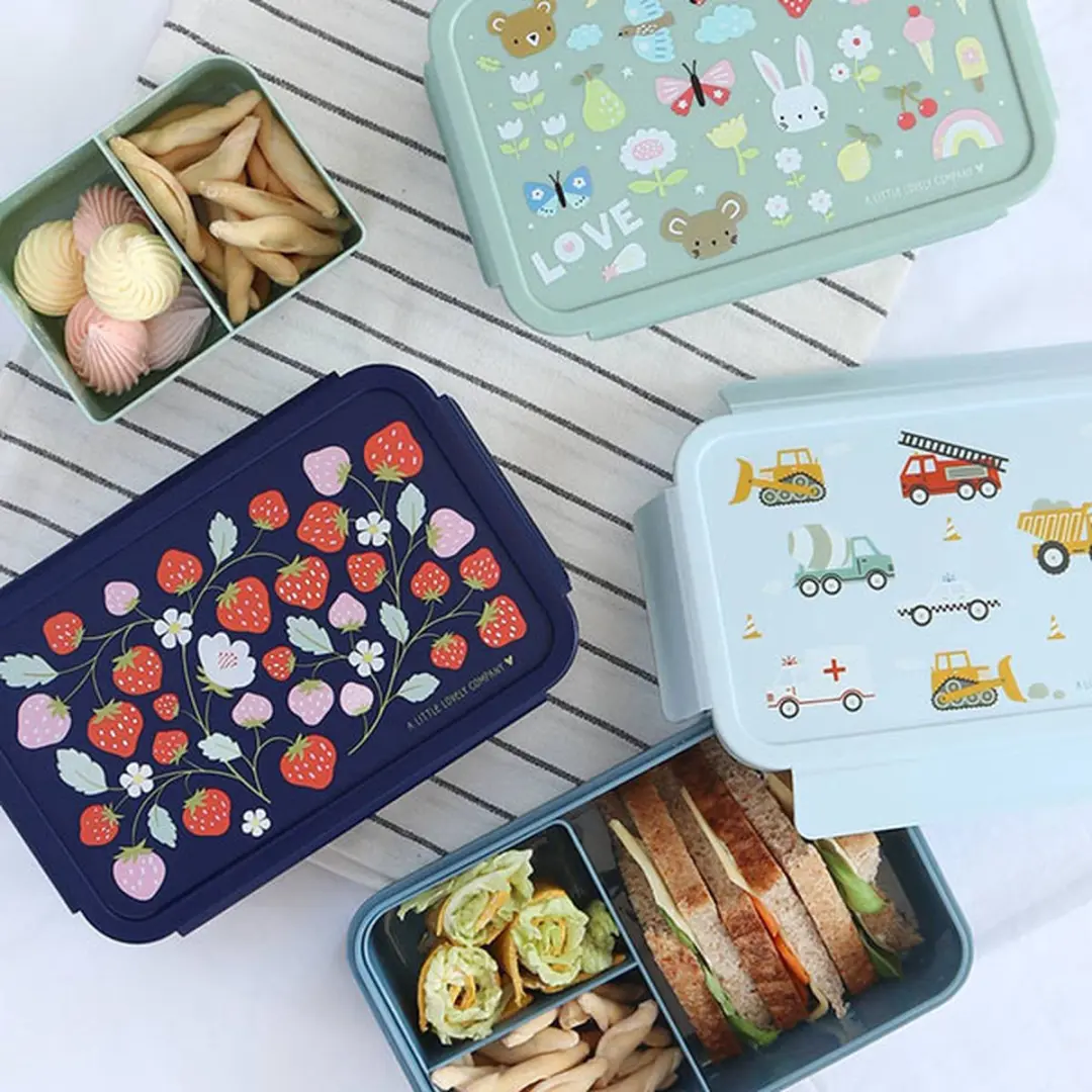 A Little Lovely Company Bento Brooddoos Aardbeien - 1,2L - 3 Vakken