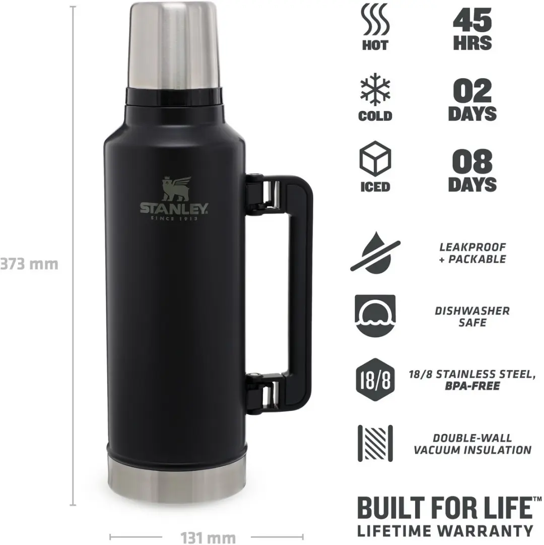 Stanley Classic Legendary Thermosfles 1.9L - Matte Black - afbeelding 6 van 6