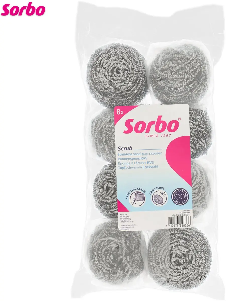 Sorbo RVS Schuursponsjes 2200523-00055 - 8 Stuks