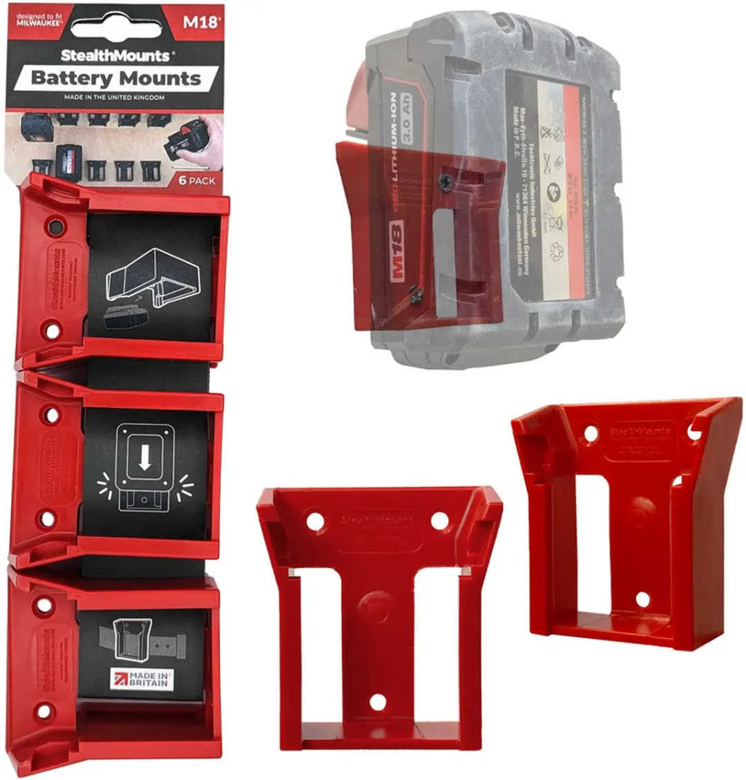 StealthMounts BM-MW18-RED-6 Accuhouder Milwaukee M18
