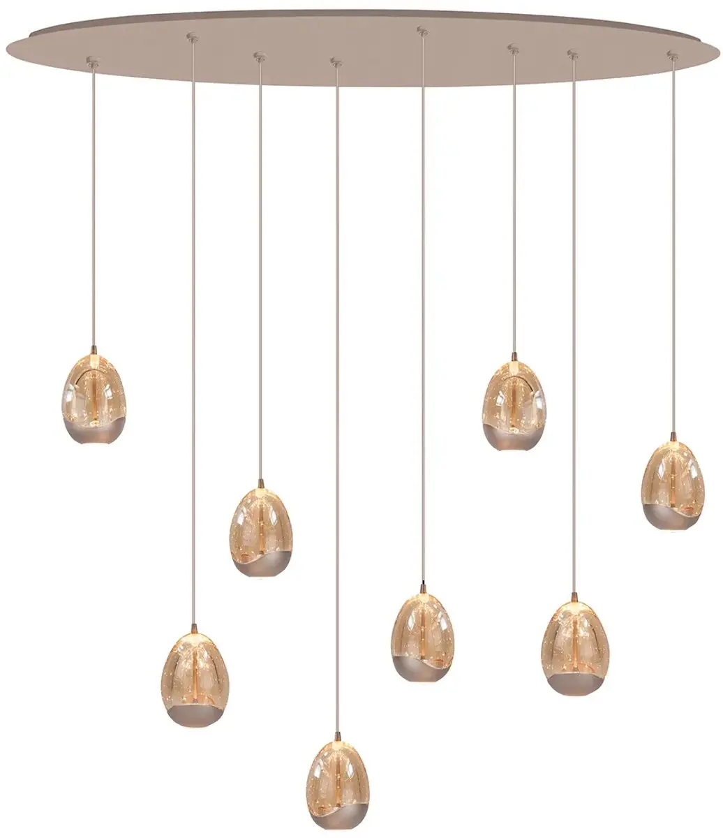 Highlight Hanglamp Egg Ovaal 3 Lichtpunten 100cm - Champagne