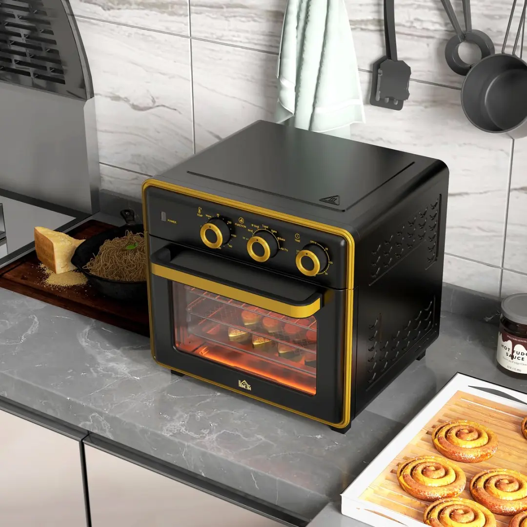 Homcom Mini-oven 20L - 1400W - 36x37,7x34,5cm - Schwarz+Gold