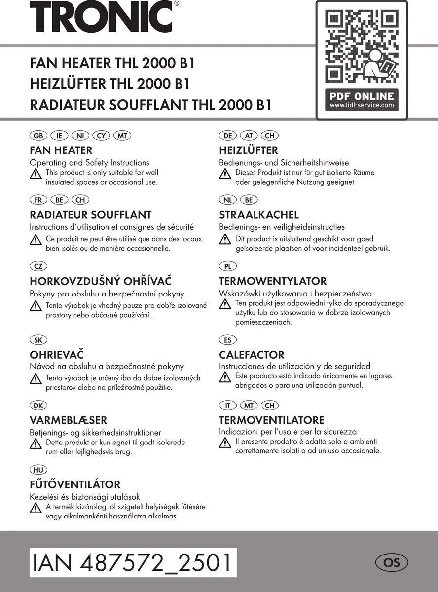 Tronic Ventilator Warme/Koude Lucht 2000W - Zwart