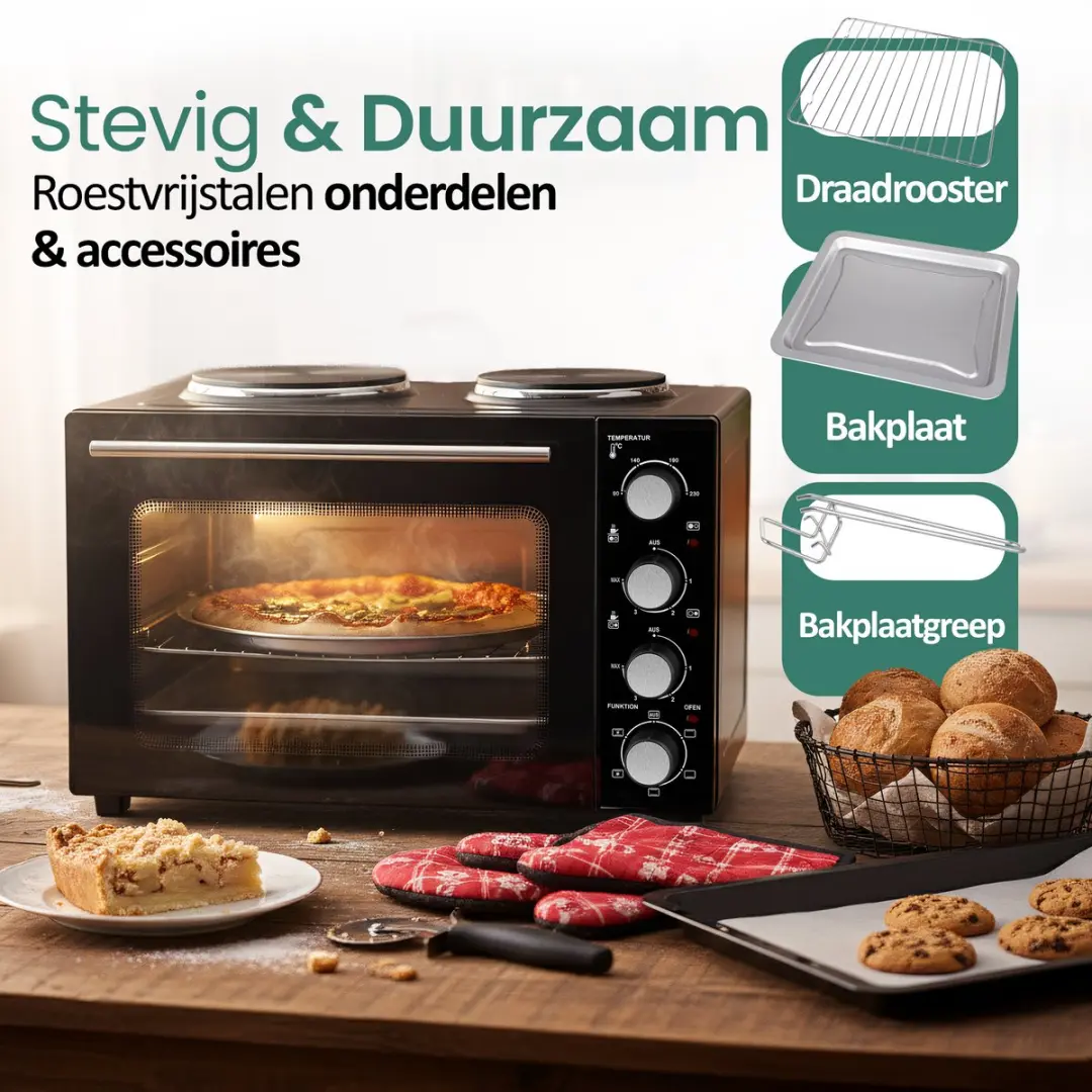Emerio MO-125236.4 Mini-oven 32L - 2 Kookplaten - Zwart