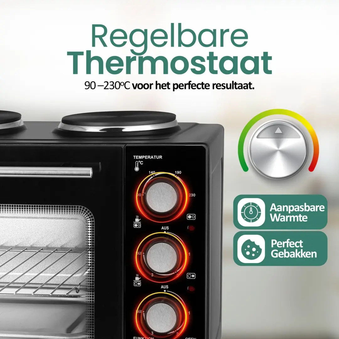 Emerio MO-125236.4 Mini-oven 32L - 2 Kookplaten - Zwart - afbeelding 6 van 6
