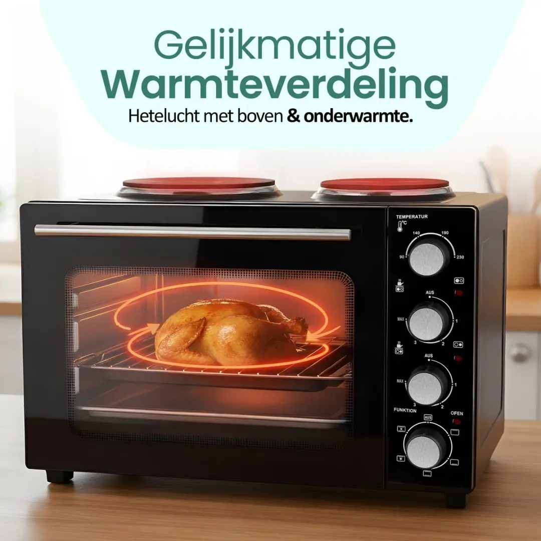 Emerio MO-125236.4 Mini-oven 32L - 2 Kookplaten - Zwart