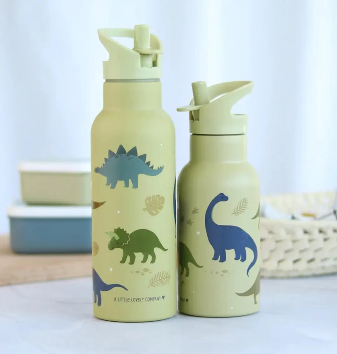 A Little Lovely Company XL Dubbelwandige RVS Drinkfles Dinosaurussen 750ml