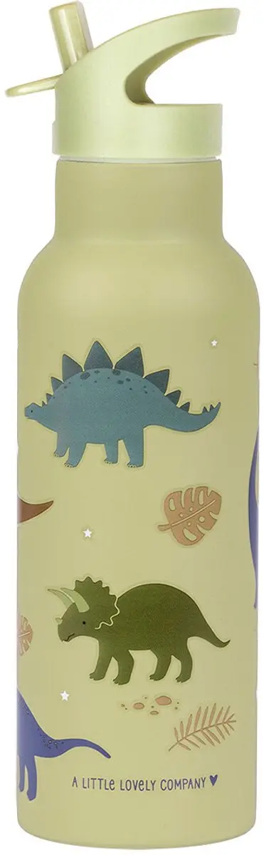 A Little Lovely Company XL Dubbelwandige RVS Drinkfles Dinosaurussen 750ml