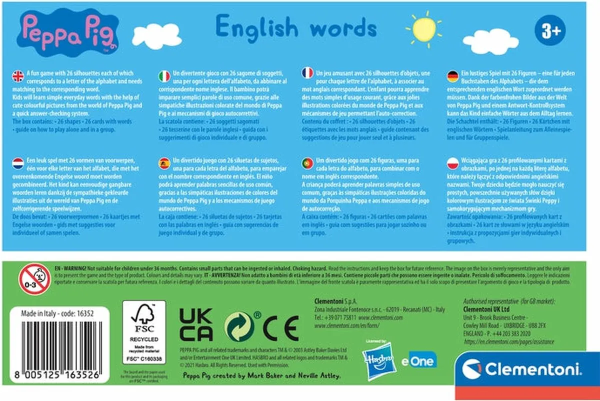 Clementoni Peppa Pig English Words Educatief Spel 16352 - 2-4 Spelers