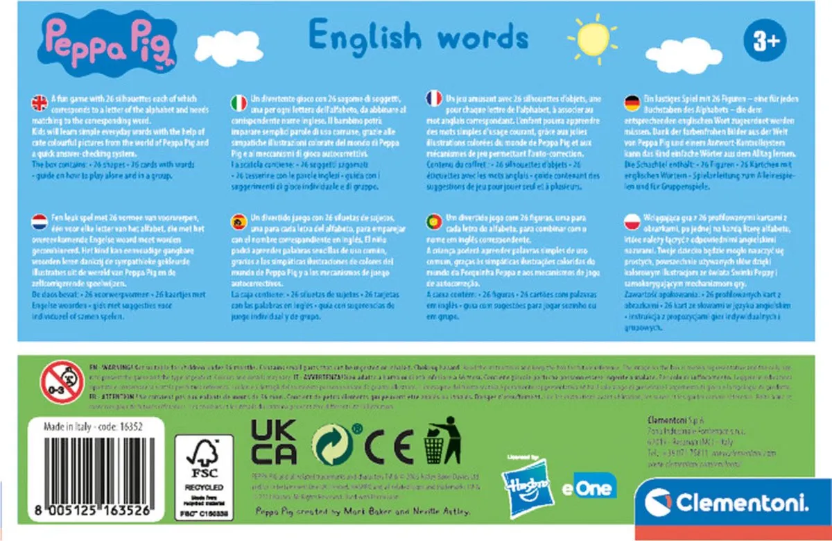 Clementoni Peppa Pig English Words Educatief Spel 16352 - 2-4 Spelers