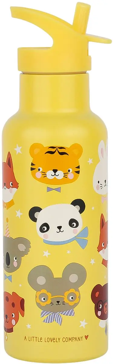 A Little Lovely Company XL Dubbelwandige RVS Drinkfles - Dierenvriendjes