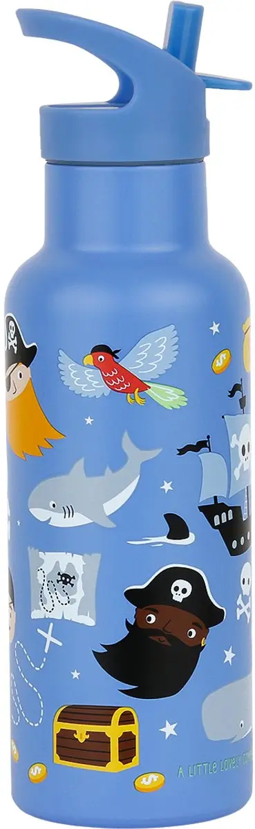 A Little Lovely Company XL Dubbelwandige RVS Drinkfles - Piraten
