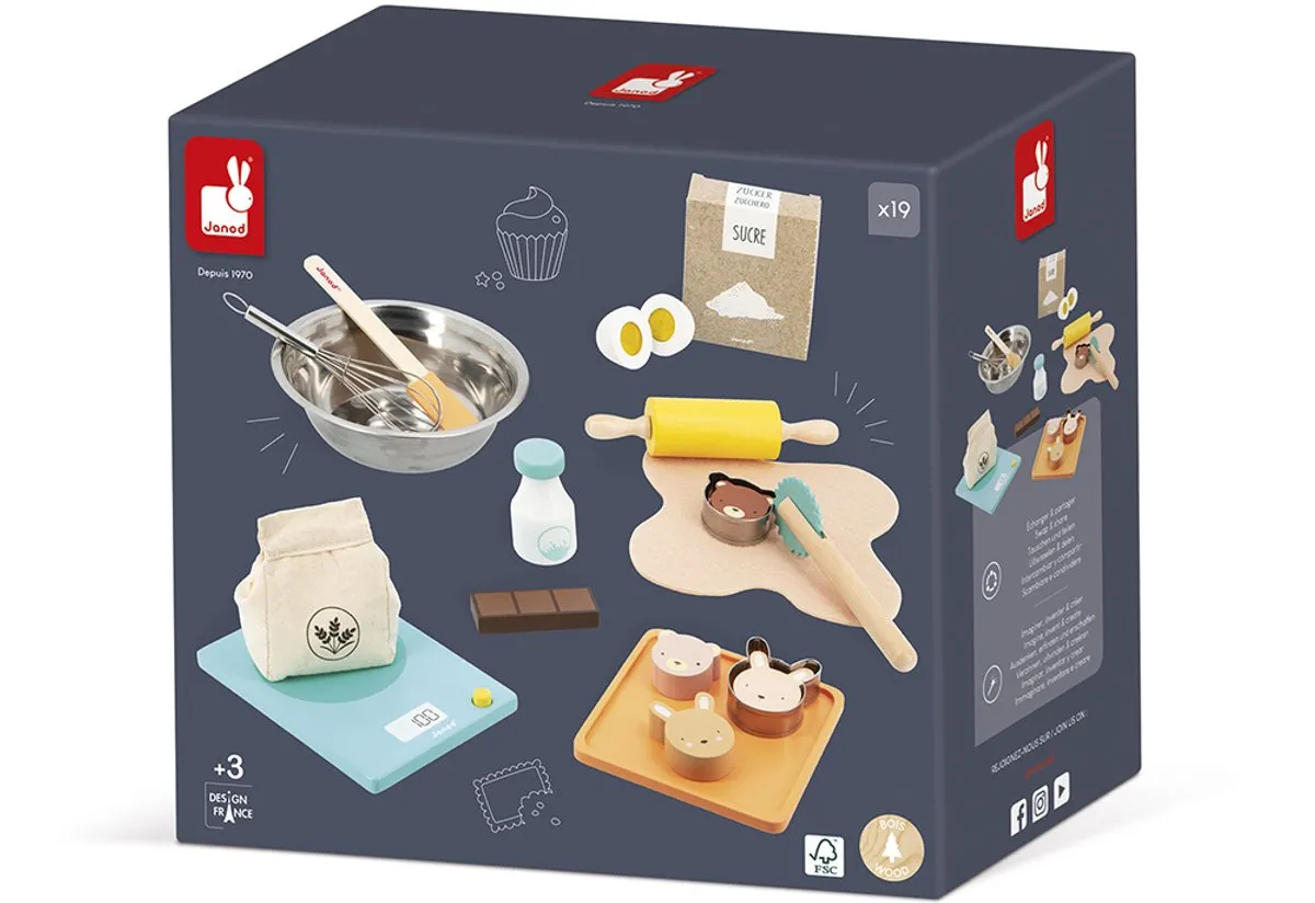 Janod In De Keuken Banketbakkerij Houten Accessoires Set - Multikleur - afbeelding 6 van 6